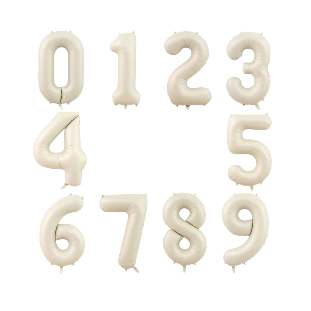 Matte number balloons in a vanilla tan shade by Festive Fun Co.